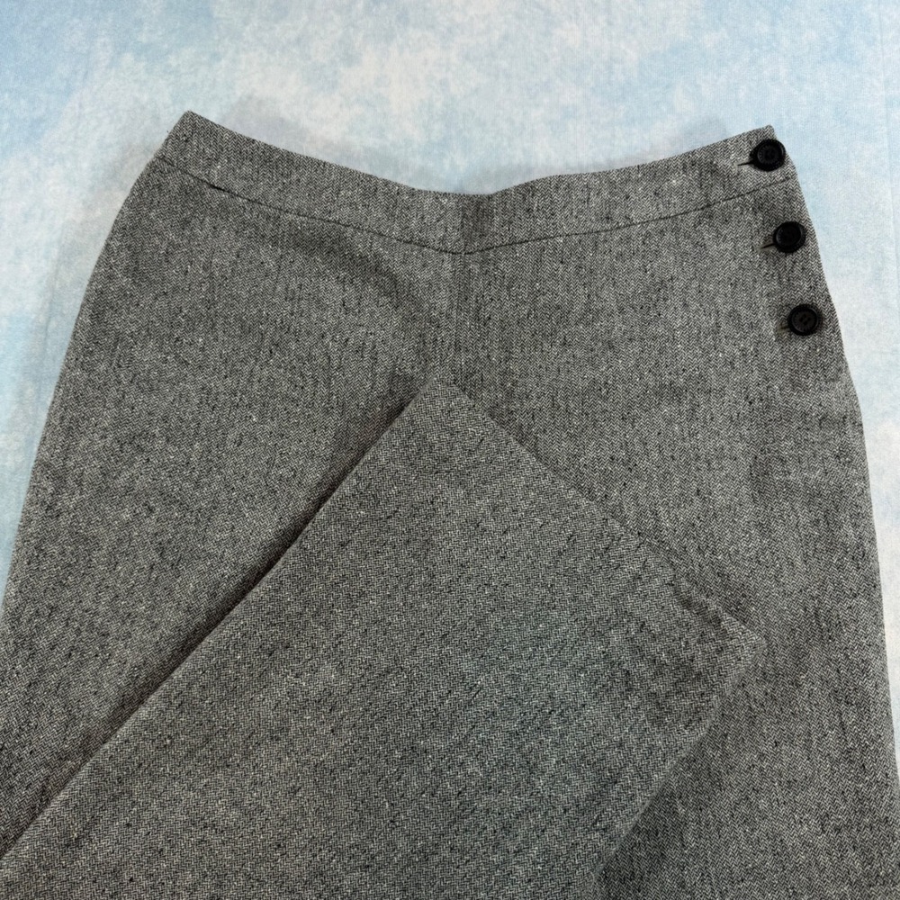 Talbots Wool Silk Blend Pants Women 12P Grey Excellent Italian Herringbone